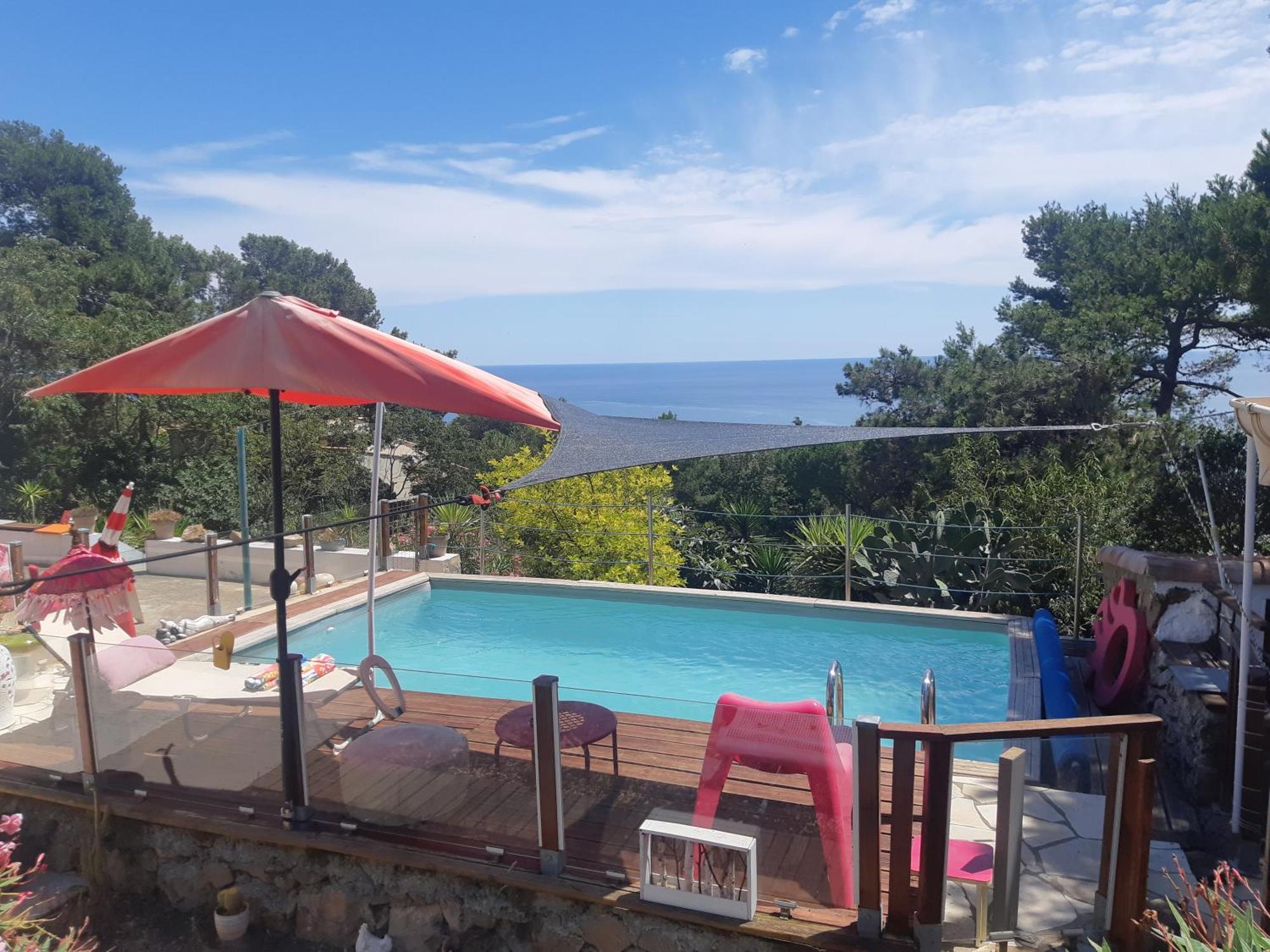 Haut De Villa Au Mont St Clair Vue Exceptionnelle Mer Et Foret Terrasses, Piscine, Petanque, Solarium Prives Sete Luaran gambar